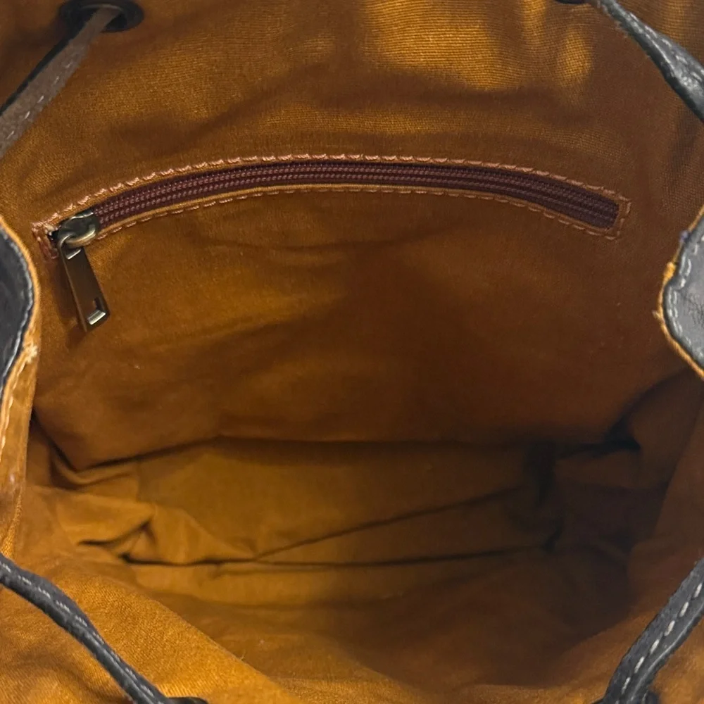 Navy Leather Backpack - Picture 3 of 5
